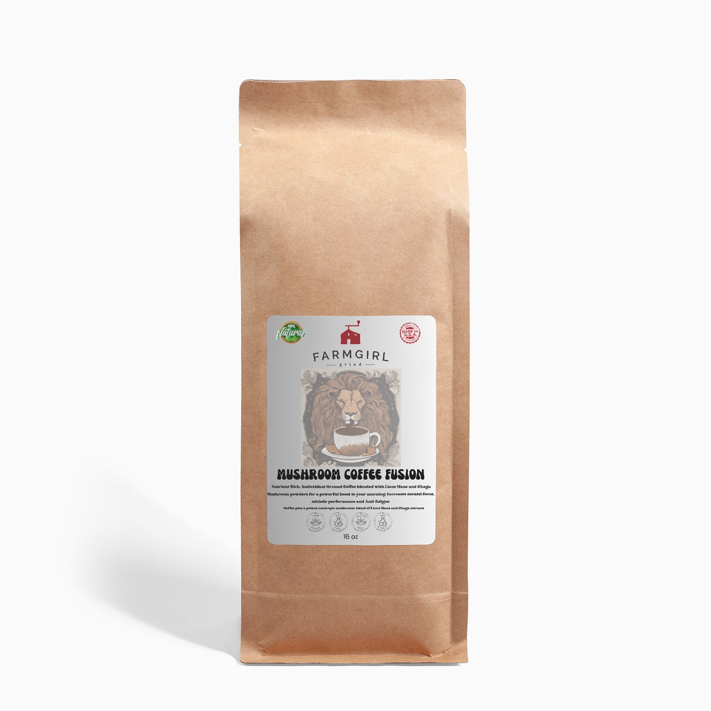 Mushroom Coffee Fusion - Lion’s Mane & Chaga 16oz