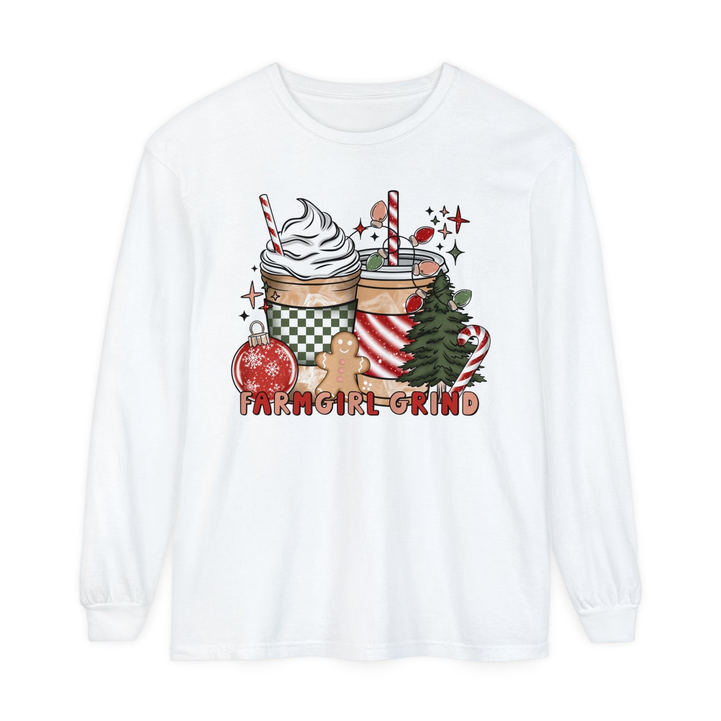 Christmas Coffee Drinks FARMGIRL GRIND Long Sleeve T-Shirt