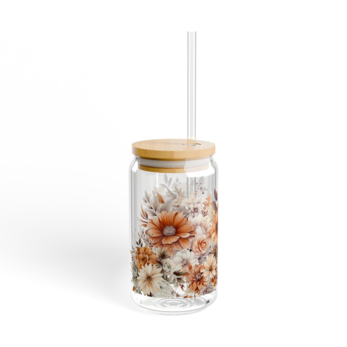 BOHO Flowers Sipper Glass, 16oz