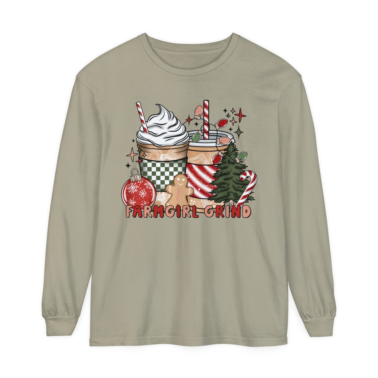 Christmas Coffee Drinks FARMGIRL GRIND Long Sleeve T-Shirt