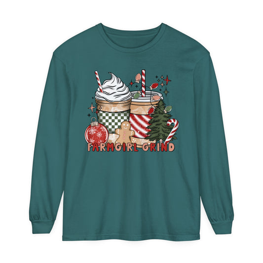 Christmas Coffee Drinks FARMGIRL GRIND Long Sleeve T-Shirt