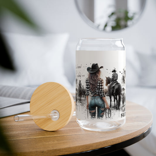 Save a Horse, Ride a Cowboy Sipper Glass, 16oz