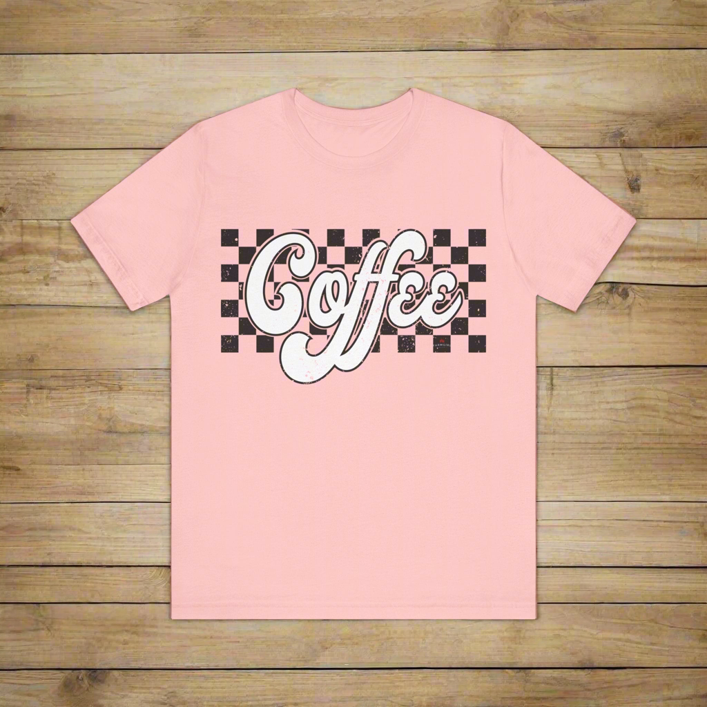 Checkered Retro COFFEE  Short Sleeve Tee