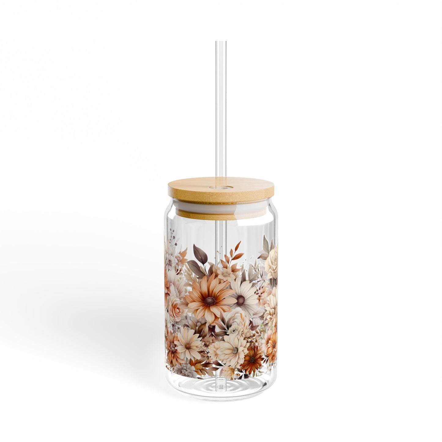 BOHO Flowers Sipper Glass, 16oz