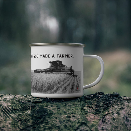 So God Made a Farmer Enamel Camping Mug